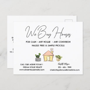 Personalized We Buy Houses Real Estate Promotional Postcard