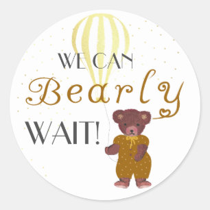 Personalized We Can Bearly Wait Baby Shower Classic Round Sticker