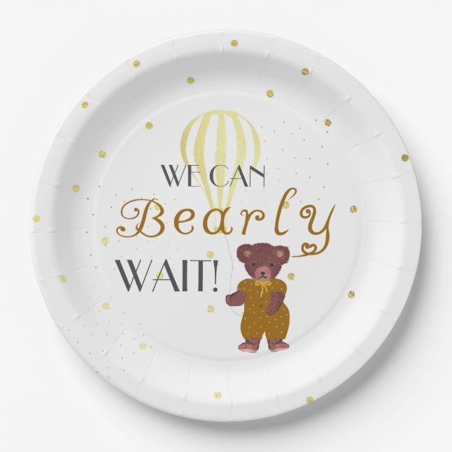 Personalized We Can Bearly Wait Baby Shower  Paper Plate (Front)