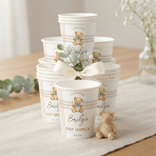 Personalized We Can Bearly Wait Teddy Bear Baby Paper Cups