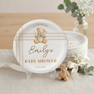 Personalized We Can Bearly Wait Teddy Bear Baby Paper Plate