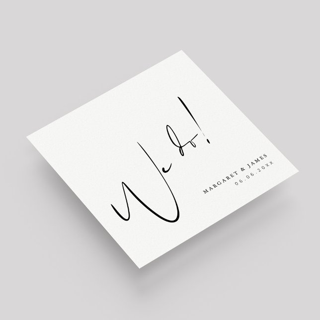 Personalized We Do Black and White Wedding Napkin (Personalized Wedding Napkins with We Do Design)