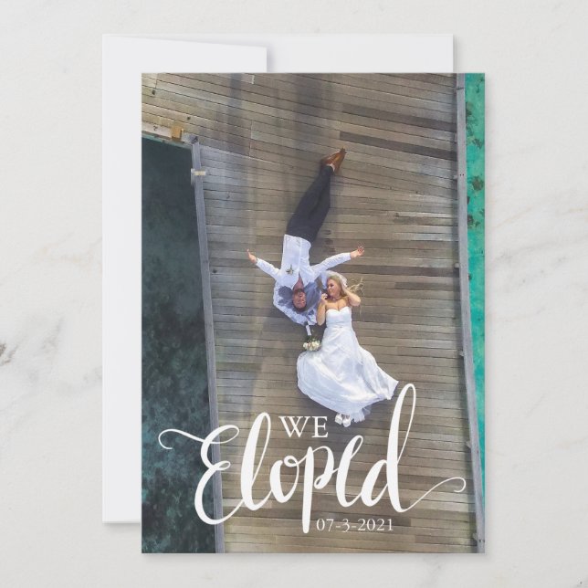 Personalized We Eloped Elopement Announcement Card (Front)