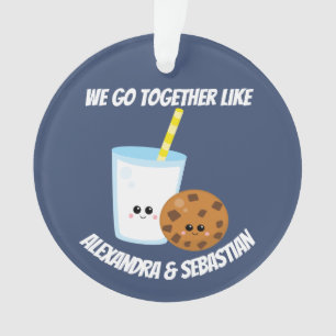Personalized we go together like milk and cookies ornament