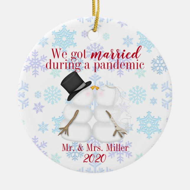 Personalized We Got Married During A Pandemic Ceramic Ornament (Front)