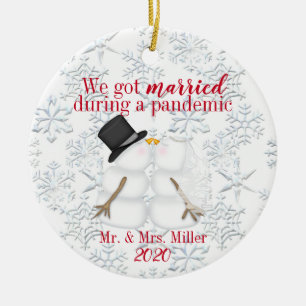 Personalized We Got Married During A Pandemic Ceramic Ornament