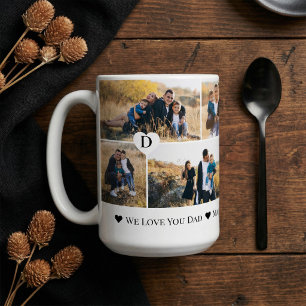 Personalized We Love You Dad Heart Photo Collage Coffee Mug