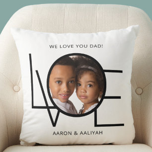 Personalized We Love You Dad Photo Father's Day Throw Pillow