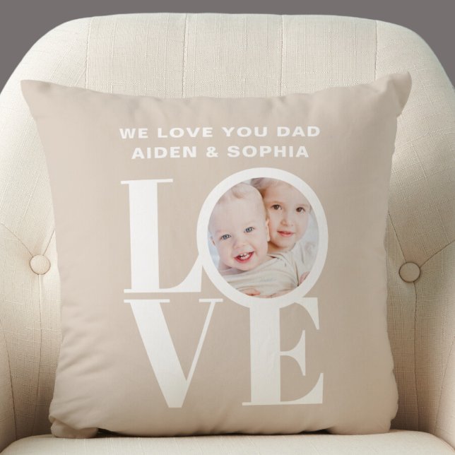 Personalized We Love You Dad Photo Throw Pillow (Creator Uploaded)