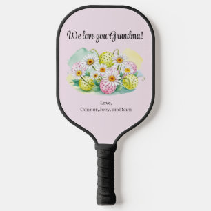 Personalized "We Love You Grandma" Floral Design Pickleball Paddle