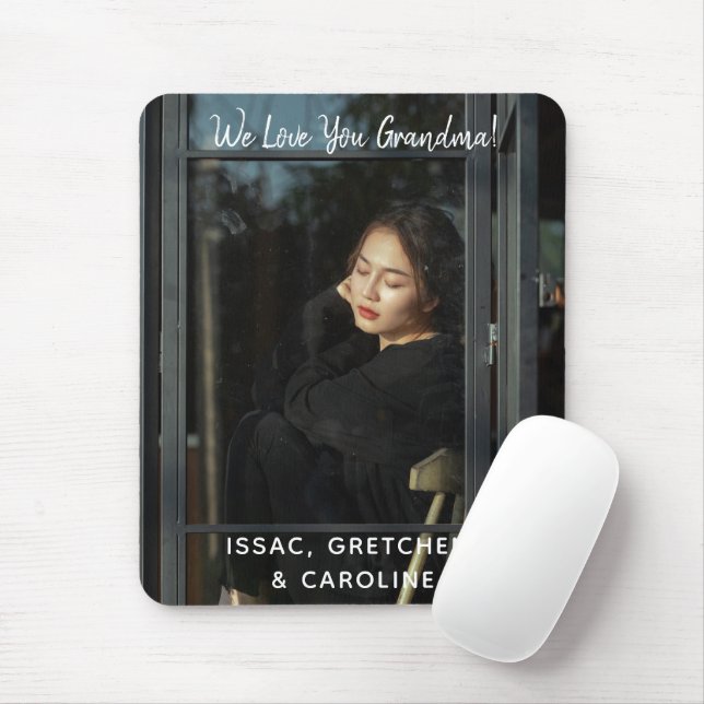 Personalized We Love You Grandma Photo Script Mouse Pad (With Mouse)