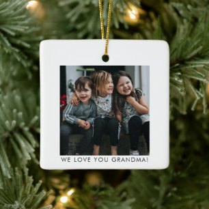 Personalized We Love You Grandma Photo Simple Ceramic Ornament