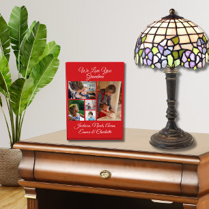 Personalized We Love You Grandma Red 5 Photo Block