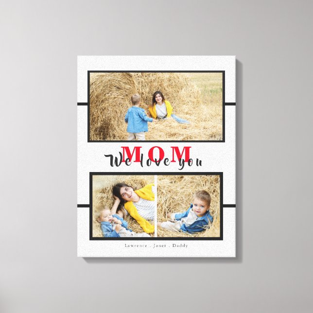 Personalized we love you Mom Grandma Photo Collage Canvas Print (Front)