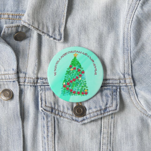 PERSONALIZED WE WISH YOU A MERRY CHRISTMAS 3 INCH ROUND BUTTON (In Situ)