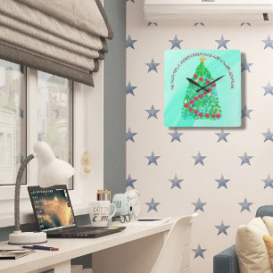 PERSONALIZED WE WISH YOU A MERRY CHRISTMAS SQUARE WALL CLOCK