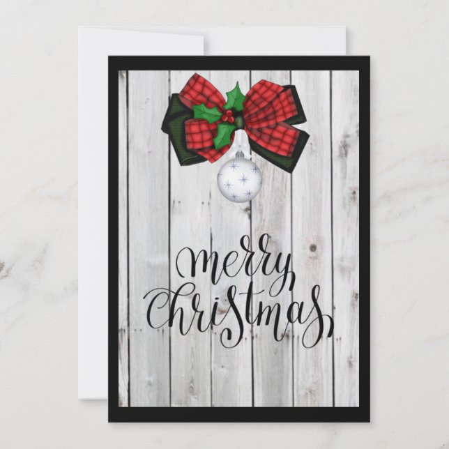 Personalized Weathered Wood Christmas Card (Front)