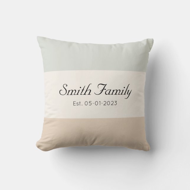 Personalized Wedding | 3-Stripe Throw Pillow (Front)