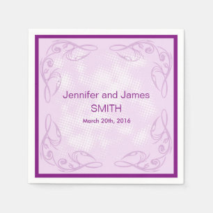 Personalized Wedding Abstract Swirl Purple Napkin