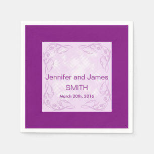 Personalized Wedding Abstract Swirl Purple Napkin