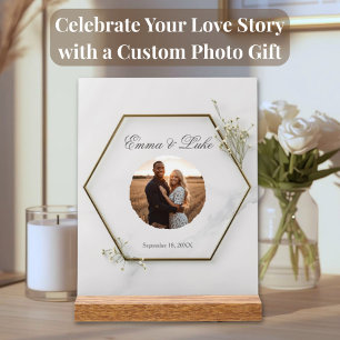 Personalized Wedding Acrylic Block with Photo Sign