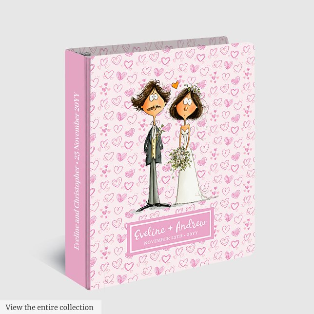 Personalized Wedding Album Binder Funny Cartoon (Personalized Wedding Album Binder Funny Cartoon Newlyweds)
