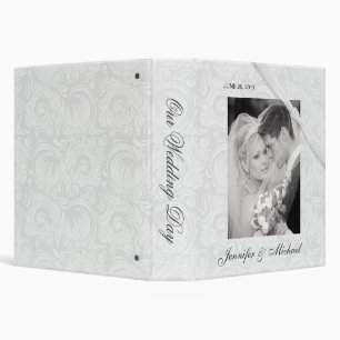 Personalized Wedding Album - White Damask Binder