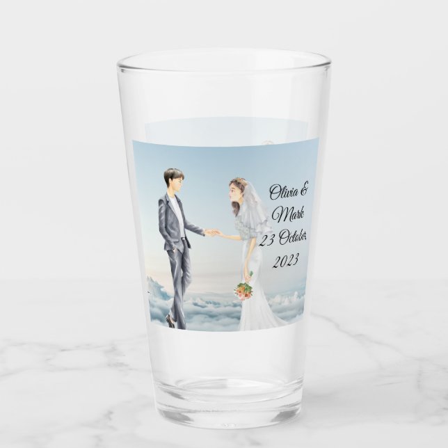 Personalized Wedding and Wedding Anniversary  Glass (Front)