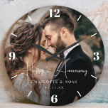 Personalized Wedding Anniversary  Large Clock<br><div class="desc">Commemorate your special moments with our Personalized Wedding Anniversary Large Clock,  featuring a modern design with chic script. Personalize it with your favourite couple photo to create an elegant and meaningful anniversary gift,  perfect for celebrating your wedding day or as a unique Valentine's Day keepsake!</div>