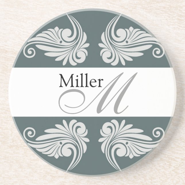 Personalized  Wedding Anniversary Monogram Coaster (Front)