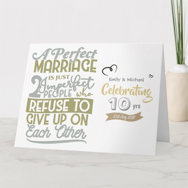 Personalized Wedding Anniversary QUOTE - ANY Yrs Card (Front)
