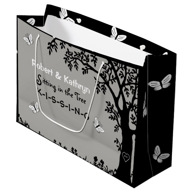 Personalized Wedding/Anniversary Romantic Large Gift Bag (Front Angled)