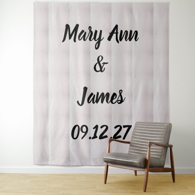 Personalized Wedding Backdrop Black Gold Lights Tapestry (In Situ)