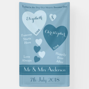 Personalized Wedding Backdrop Blue Banner