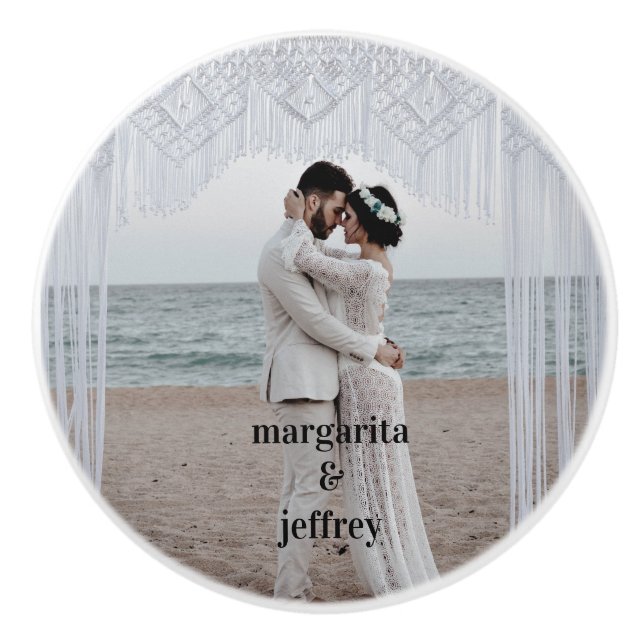 Personalized Wedding Backdrop Ceramic Knob (Front)