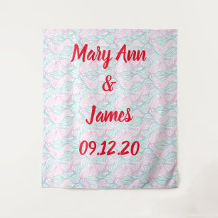 Personalized Wedding Backdrop Leaves Pattern Tapestry