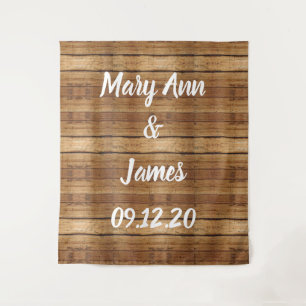 Personalized Wedding Backdrop Pink Gold Lights Tapestry
