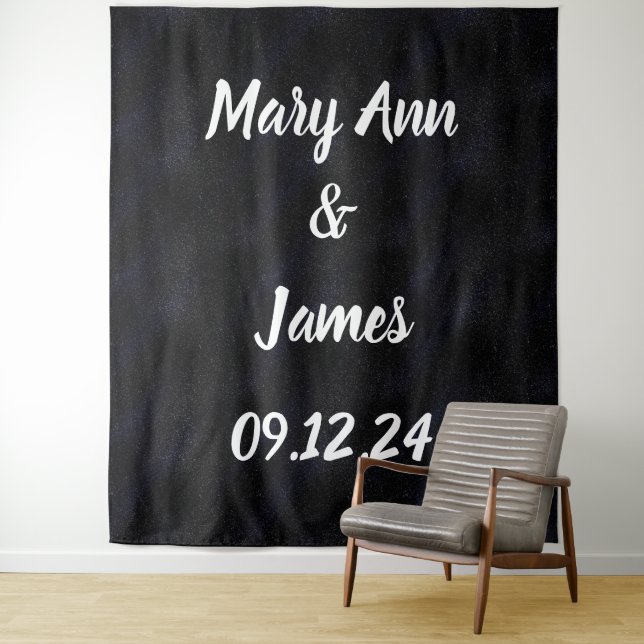 Personalized Wedding Backdrop Pink Gold Lights Tapestry (In Situ)