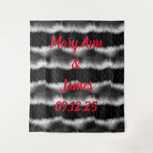 Personalized Wedding Backdrop Pink Gold Lights Tapestry (Front)