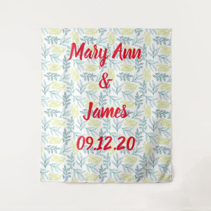 Personalized Wedding Backdrop Pink Gold Lights Tapestry