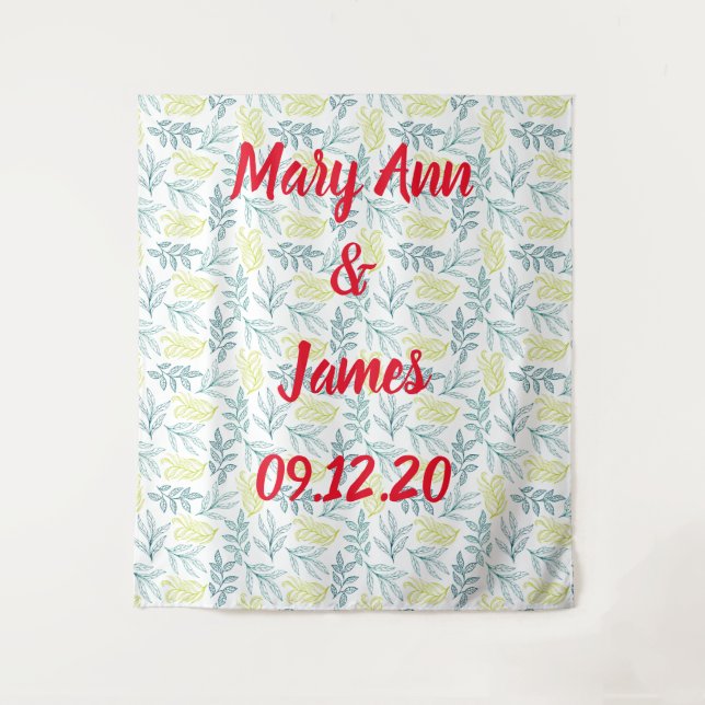 Personalized Wedding Backdrop Pink Gold Lights Tapestry (Front)