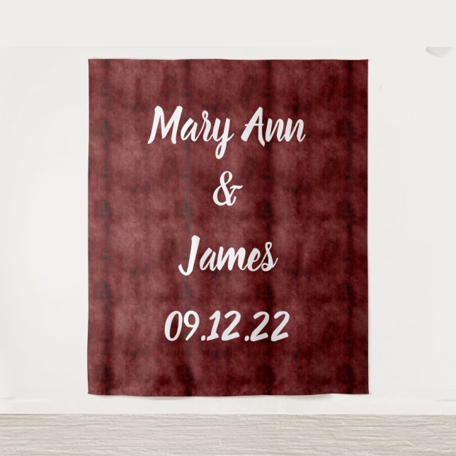 Personalized Wedding Backdrop Pink Gold Lights Tapestry (Front)