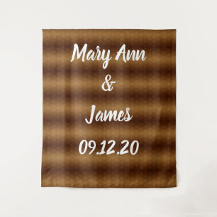 Personalized Wedding Backdrop Pink Gold Lights Tapestry