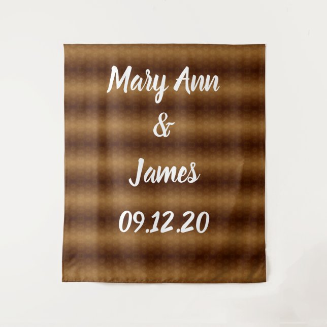 Personalized Wedding Backdrop Pink Gold Lights Tapestry (Front)