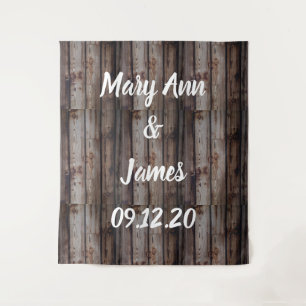 Personalized Wedding Backdrop Wood Background Tapestry