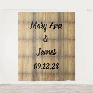 Personalized Wedding Backdrop Wood Background Tapestry