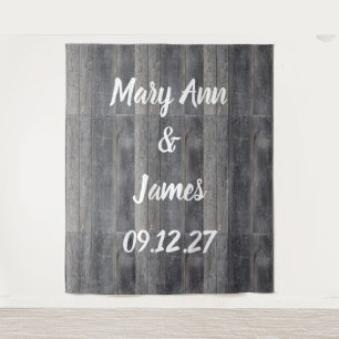 Personalized Wedding Backdrop Wood Background Tapestry