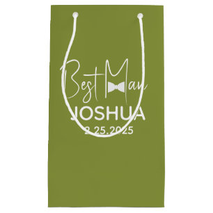 Personalized Wedding Best Man Elegant Green  Small Gift Bag
