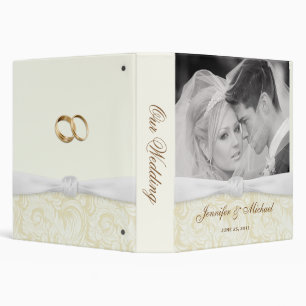 Personalized Wedding Binder - Ivory & Gold Damask