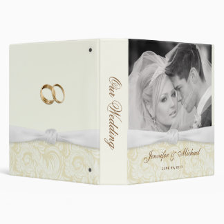 Personalized Wedding Binder - Ivory & Gold Damask